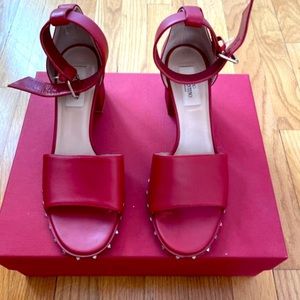 Red open toe pump sandals